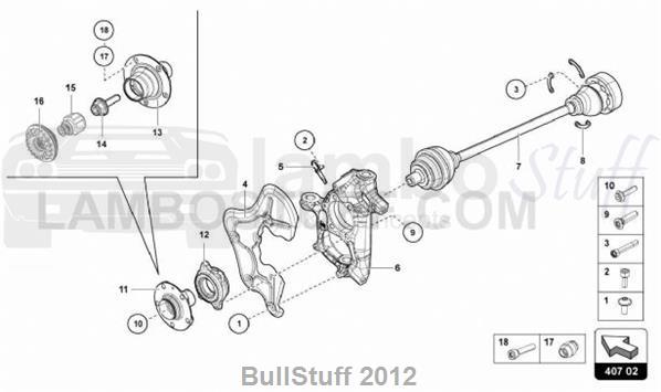 2015 Lamborghini AVENTADOR SV LP750-4 COUPE USA AXLE SHAFT (407.02.00)